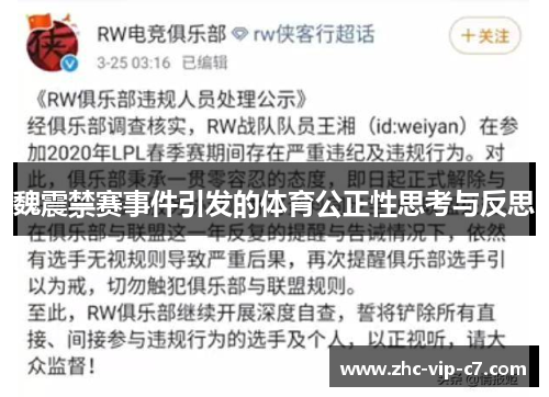 魏震禁赛事件引发的体育公正性思考与反思